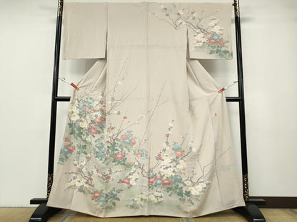 平和屋着物●訪問着　作家物　流水草花文　正絹　逸品　CABG5371ut