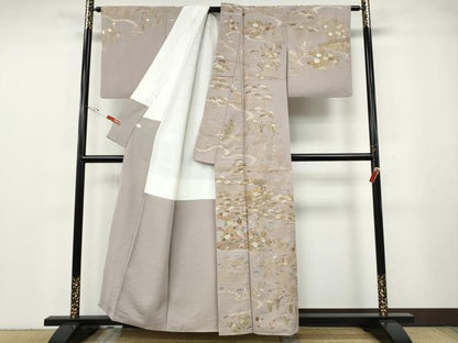 平和屋着物●訪問着　総刺繍　風景草花文　金糸　正絹　逸品　CABG5373ut