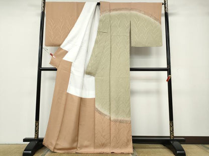 平和屋着物●訪問着　作家物　草葉地紋　暈し染め　金銀彩　正絹　逸品　CABG5374ut