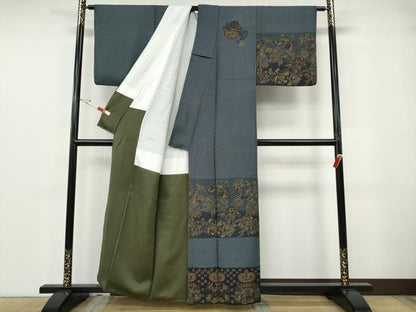 平和屋着物●前田仁仙　仁仙更紗　訪問着　銀通し地　正絹　逸品　CABG5375ut