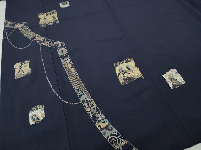 平和屋着物●訪問着　作家物　駒刺繍　壁画文様　破れ色紙吉祥文　正絹　逸品　CABG5376ut
