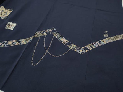 平和屋着物●訪問着　作家物　駒刺繍　壁画文様　破れ色紙吉祥文　正絹　逸品　CABG5376ut