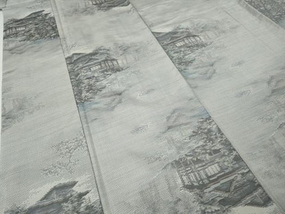 平和屋着物●本場大島紬　白大島　7マルキ　風景草木文　正絹　逸品　CABG5377ut