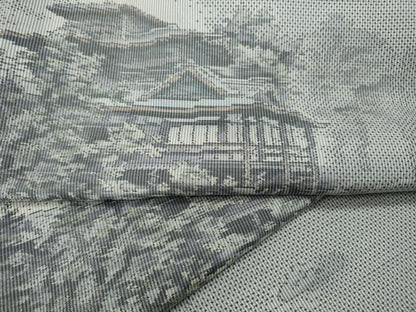 平和屋着物●本場大島紬　白大島　7マルキ　風景草木文　正絹　逸品　CABG5377ut