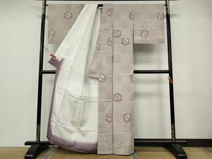 平和屋着物●結城紬　絞り　市松吉祥文　正絹　逸品　CABG5378ut