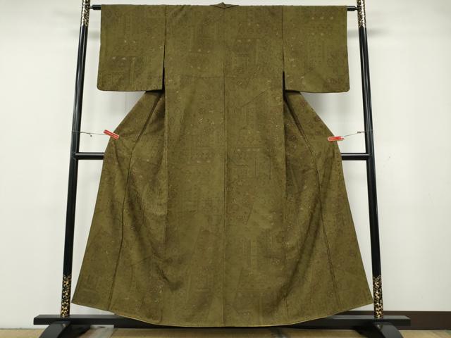 平和屋着物●上質な小紋　総刺繍　切嵌吉祥花文　正絹　逸品　CABG5380ut