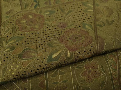平和屋着物●上質な小紋　総刺繍　切嵌吉祥花文　正絹　逸品　CABG5380ut