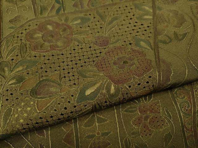 平和屋着物●上質な小紋　総刺繍　切嵌吉祥花文　正絹　逸品　CABG5380ut