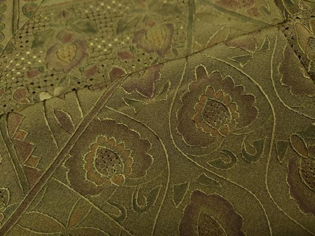 平和屋着物●上質な小紋　総刺繍　切嵌吉祥花文　正絹　逸品　CABG5380ut