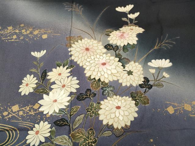 平和屋着物●ファッションデザイナー 花井幸子　訪問着　刺繍　流水草花文　暈し染め　金彩　正絹　逸品　CABG5381ut
