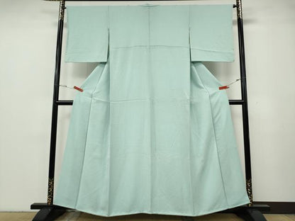 平和屋着物●上質な色無地　霞地紋　白藍色　正絹　逸品　CABG5383ut