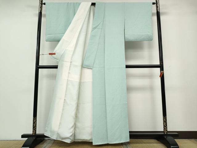 平和屋着物●上質な色無地　霞地紋　白藍色　正絹　逸品　CABG5383ut