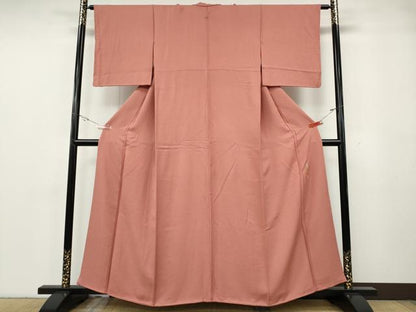 平和屋着物●本草木染作家　瑞寶　色無地　霞地紋　薄紅色　鈴乃屋扱い　正絹　逸品　CABG5384ut