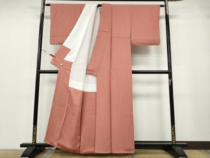 平和屋着物●本草木染作家　瑞寶　色無地　霞地紋　薄紅色　鈴乃屋扱い　正絹　逸品　CABG5384ut