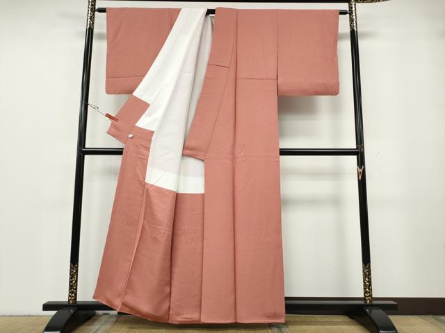 平和屋着物●本草木染作家　瑞寶　色無地　霞地紋　薄紅色　鈴乃屋扱い　正絹　逸品　CABG5384ut