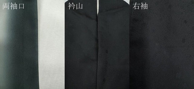平和屋着物●訪問着　駒刺繍　蔦の葉花文　暈し染め　黒地　金彩　正絹　逸品　CABG5385ut