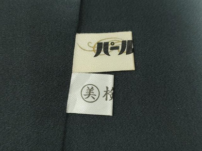 平和屋着物●訪問着　駒刺繍　蔦の葉花文　暈し染め　黒地　金彩　正絹　逸品　CABG5385ut