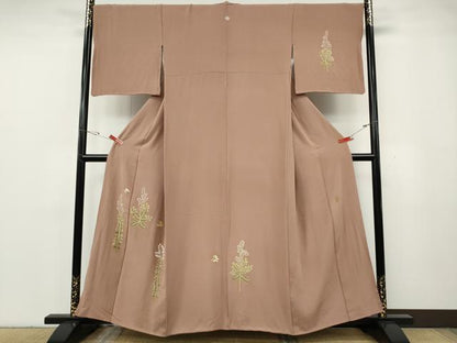 平和屋着物●本加賀友禅作家　金丸修一　訪問着　舞蝶花文　正絹　逸品　CABG5387ut