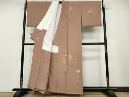 平和屋着物●本加賀友禅作家　金丸修一　訪問着　舞蝶花文　正絹　逸品　CABG5387ut