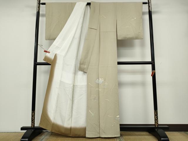 平和屋着物●訪問着　扇面立波こぼれ松葉文　金彩　正絹　逸品　CABG5389ut
