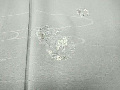 平和屋着物●訪問着　刺繍　草花丸文　金糸　正絹　逸品　CABG5390ut