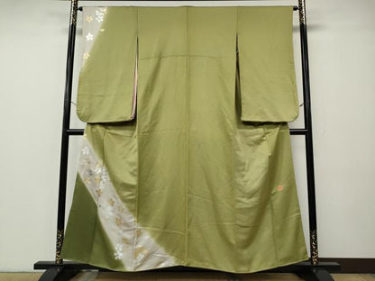 平和屋着物●金彩友禅作家　金彩の魔術師　堀省平　金煌織　訪問着　舞桜文　金銀彩　正絹　逸品　CABG5395ut