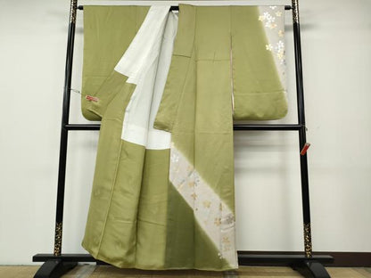 平和屋着物●金彩友禅作家　金彩の魔術師　堀省平　金煌織　訪問着　舞桜文　金銀彩　正絹　逸品　CABG5395ut