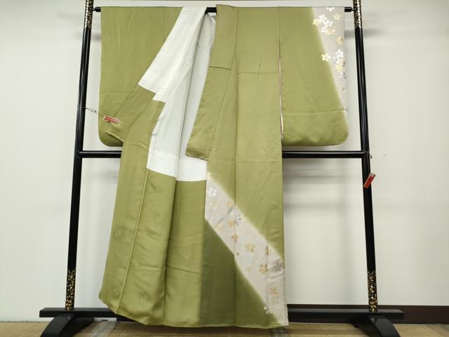 平和屋着物●金彩友禅作家　金彩の魔術師　堀省平　金煌織　訪問着　舞桜文　金銀彩　正絹　逸品　CABG5395ut