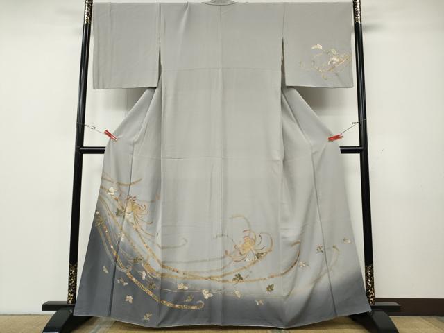 平和屋着物●訪問着　刺繍　乱菊熨斗花文　暈し染め　金銀彩　正絹　逸品　CABG5398ut