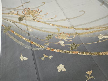 平和屋着物●訪問着　刺繍　乱菊熨斗花文　暈し染め　金銀彩　正絹　逸品　CABG5398ut