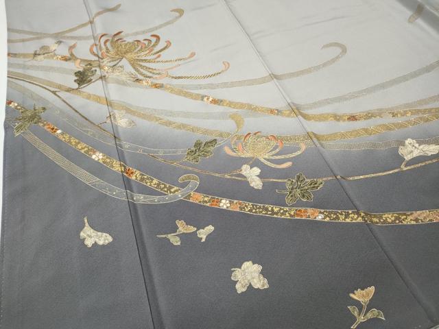 平和屋着物●訪問着　刺繍　乱菊熨斗花文　暈し染め　金銀彩　正絹　逸品　CABG5398ut