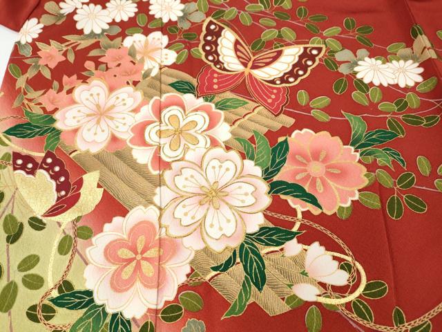 平和屋着物●豪華振袖　駒刺繍　舞蝶花筏　暈し染め　金彩　正絹　逸品　CABG5402ut