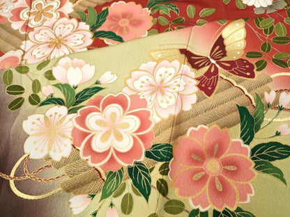 平和屋着物●豪華振袖　駒刺繍　舞蝶花筏　暈し染め　金彩　正絹　逸品　CABG5402ut