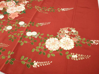 平和屋着物●豪華振袖　駒刺繍　舞蝶花筏　暈し染め　金彩　正絹　逸品　CABG5402ut