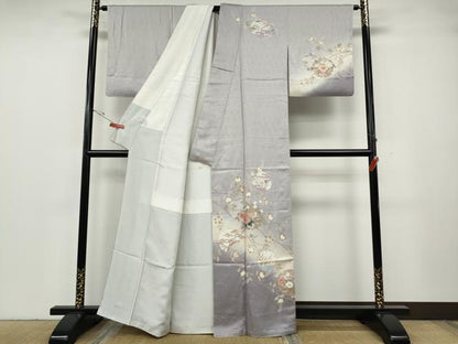 平和屋着物●訪問着　雪輪枝花文　暈し染め　金彩　正絹　逸品　CABG5403ut