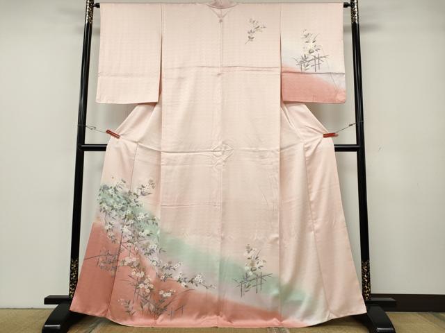 平和屋着物●訪問着　枝花文　暈し染め　金銀彩　正絹　逸品　CABG5407ut
