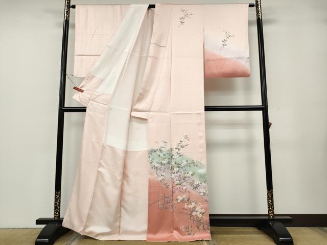 平和屋着物●訪問着　枝花文　暈し染め　金銀彩　正絹　逸品　CABG5407ut