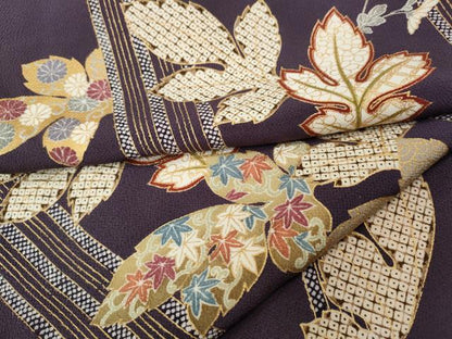 平和屋着物●上質な小紋　草花文　金彩　鬼しぼ縮緬　鈴乃屋扱い　正絹　逸品　未使用　CABG5412ut