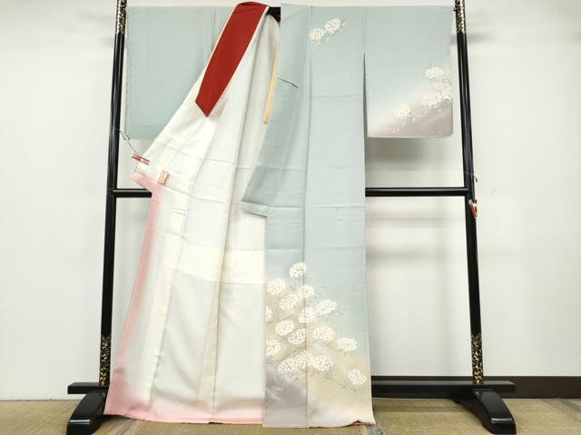平和屋着物●訪問着　枝花文　暈し染め　金彩　正絹　逸品　CABG5413ut