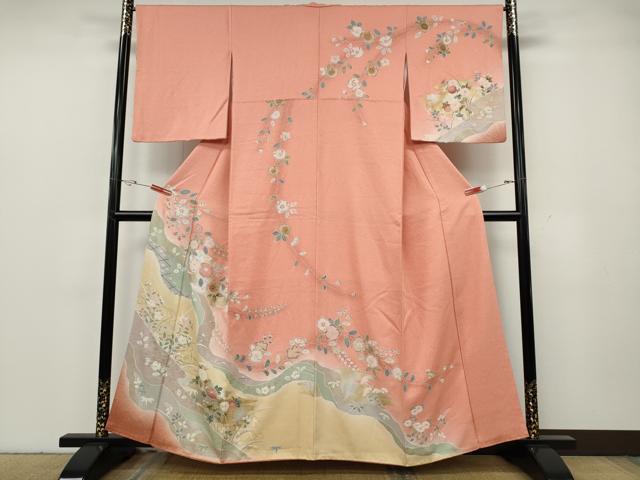 平和屋着物●訪問着　道長草花文　暈し染め　金銀彩　高島屋扱い　正絹　逸品　CABG5419ut