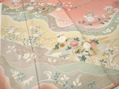 平和屋着物●訪問着　道長草花文　暈し染め　金銀彩　高島屋扱い　正絹　逸品　CABG5419ut