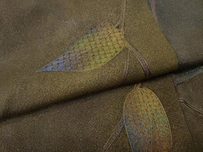 平和屋着物●中国三大刺繍　スワトウ刺繍　小紋　枝花文　暈し染め　金銀彩　正絹　逸品　CABG5421ut