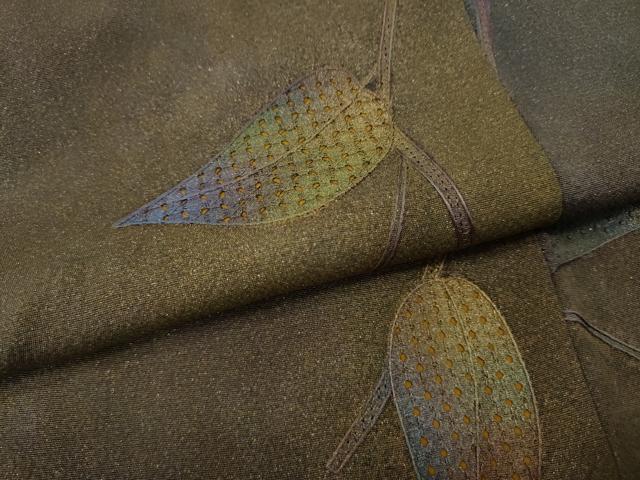平和屋着物●中国三大刺繍　スワトウ刺繍　小紋　枝花文　暈し染め　金銀彩　正絹　逸品　CABG5421ut