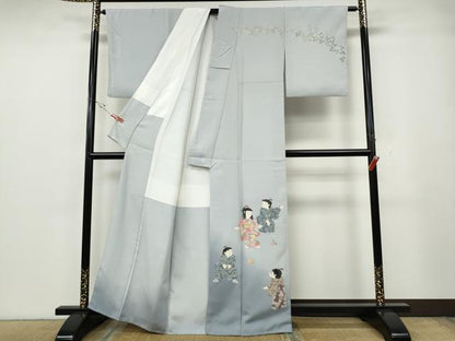 平和屋着物●十日町友禅作家　関口遼一　訪問着　童子遊び　暈し染め　正絹　逸品　CABG5423ut