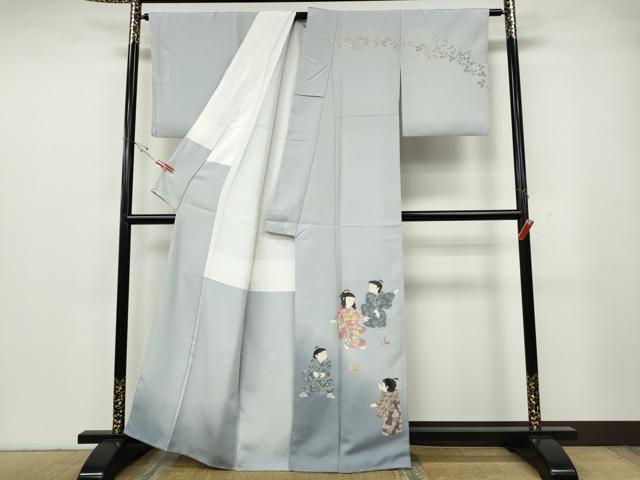 平和屋着物●十日町友禅作家　関口遼一　訪問着　童子遊び　暈し染め　正絹　逸品　CABG5423ut