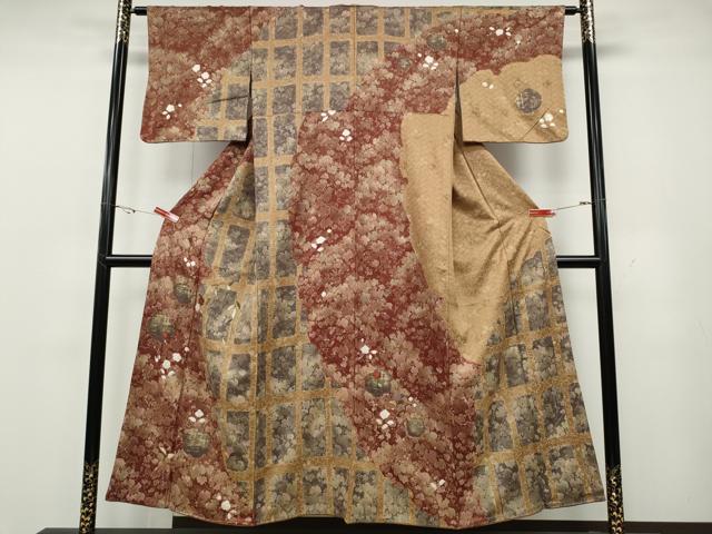 平和屋着物●訪問着　刺繍　雪輪舞花文　金彩　正絹　逸品　CABG5424ut