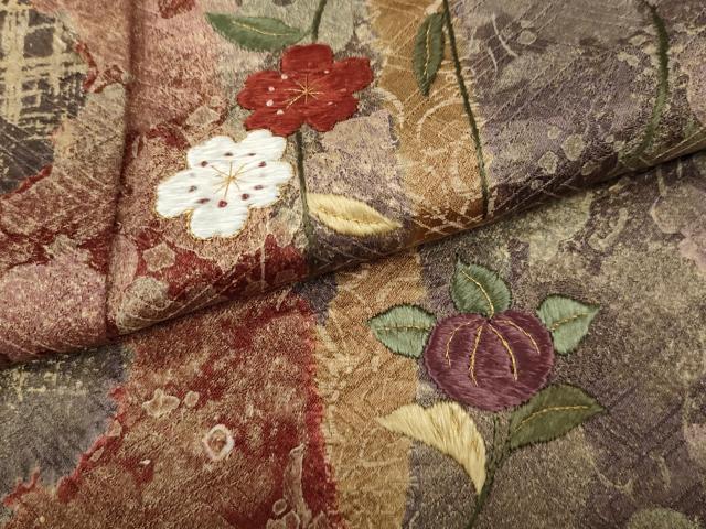 平和屋着物●訪問着　刺繍　雪輪舞花文　金彩　正絹　逸品　CABG5424ut