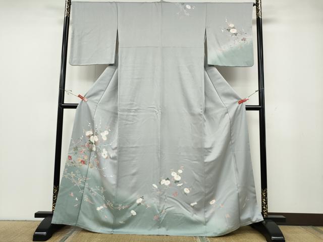 平和屋着物●訪問着　友禅　枝花文　暈し染め　正絹　逸品　CABG5425ut
