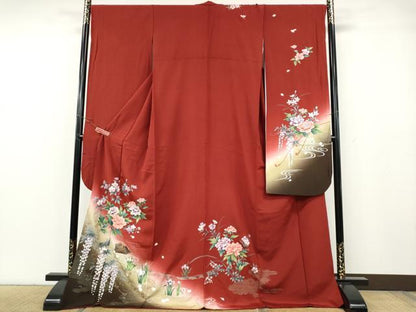 平和屋着物●豪華振袖　駒刺繍　鴛鴦草花文　暈し染め　金銀彩　さが美扱い　正絹　逸品　CABG5426ut