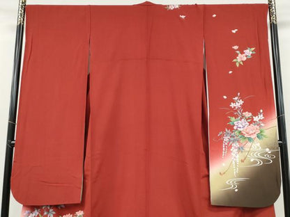平和屋着物●豪華振袖　駒刺繍　鴛鴦草花文　暈し染め　金銀彩　さが美扱い　正絹　逸品　CABG5426ut
